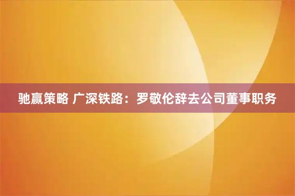 驰赢策略 广深铁路：罗敬伦辞去公司董事职务