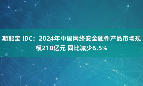 期配宝 IDC：2024年中国网络安全硬件产品市场规模210亿元 同比减少6.5%
